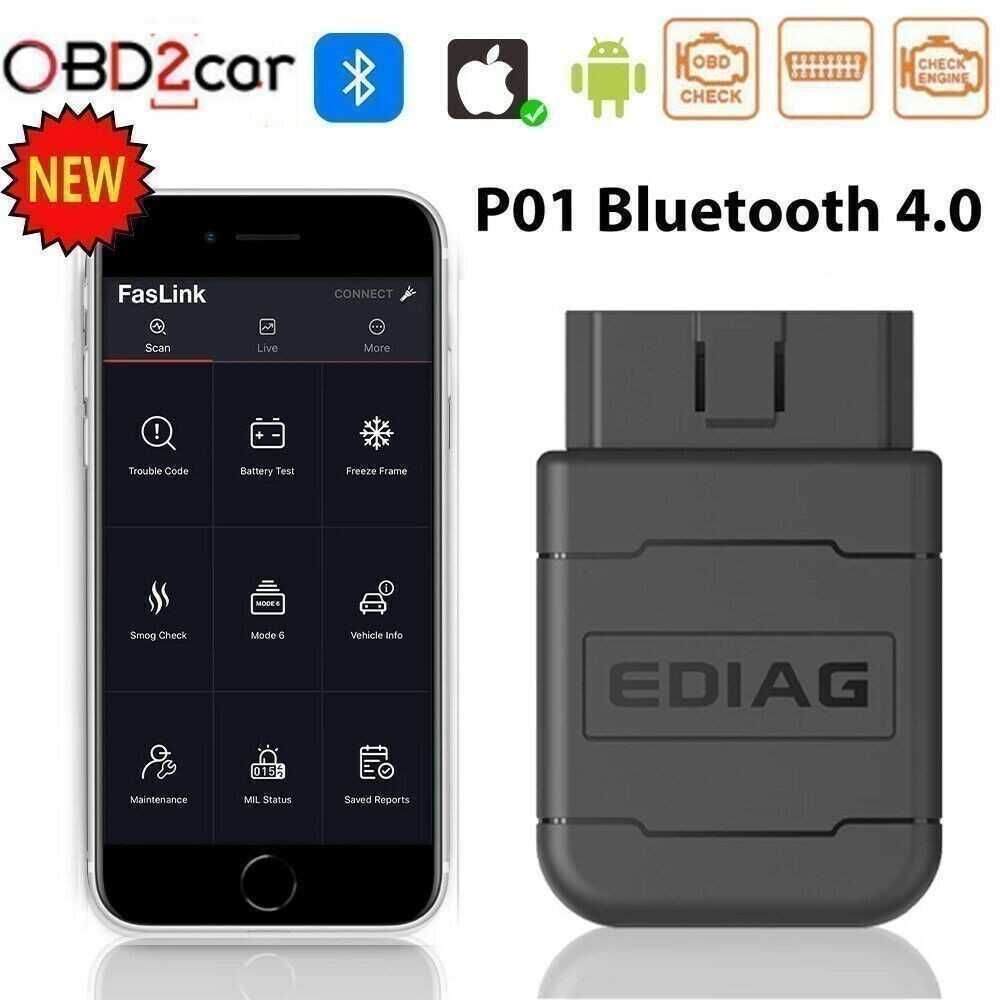 Модул за диагностика на автомобил Ediag P01, OBD2, Bluetooth 4.0