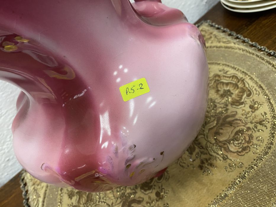 Винтидж голяма порцеланова кана Белгия розов градиент 1950те