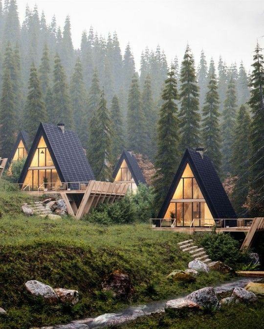 Case stil A cabane din lemn