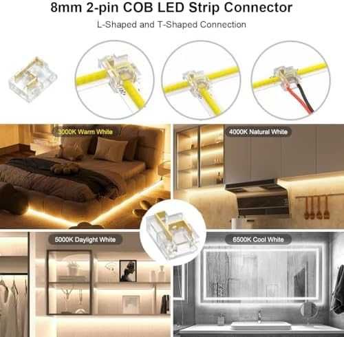Нова COB LED Лента 10М 24V Бяло Димируемо Осветление Контролер за дом
