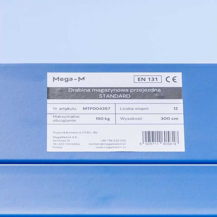 Scară de depozit mobila Mega-M STANDARD H-300 cm, 12 trepte