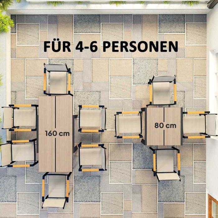 Градинска маса Outsunny, разтегателна, алуминиева, 80/160x80 см