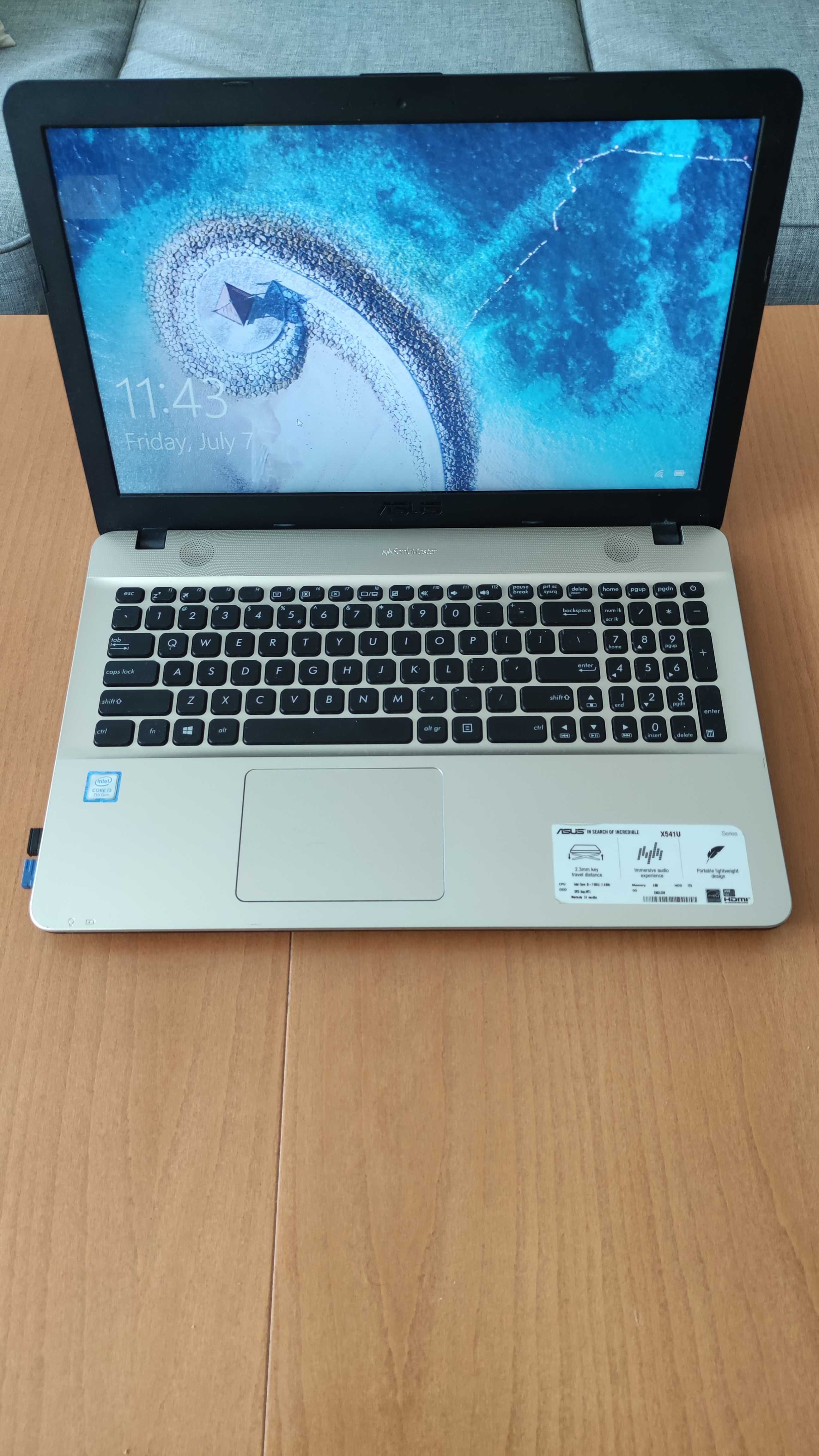 Лаптоп 15" Asus X541U i3, 240gb SSD, 1TB HDD, 4gb ram