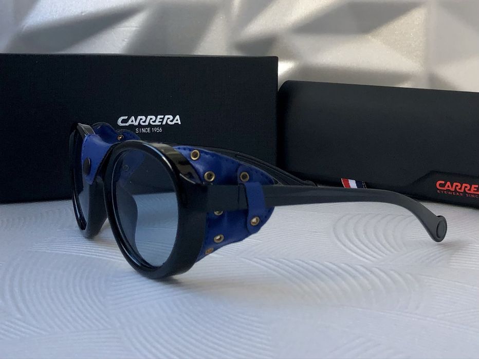 Мъжки слънчеви очила с кожа кръгли carrera 2 цвята черни сини