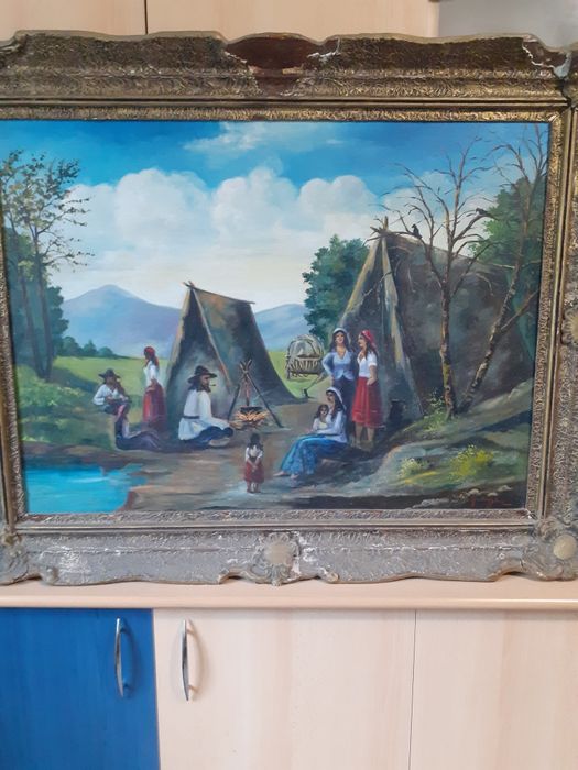 Tablou in ulei pe pînză cu o vechime de peste 90 de ani ,pictor român