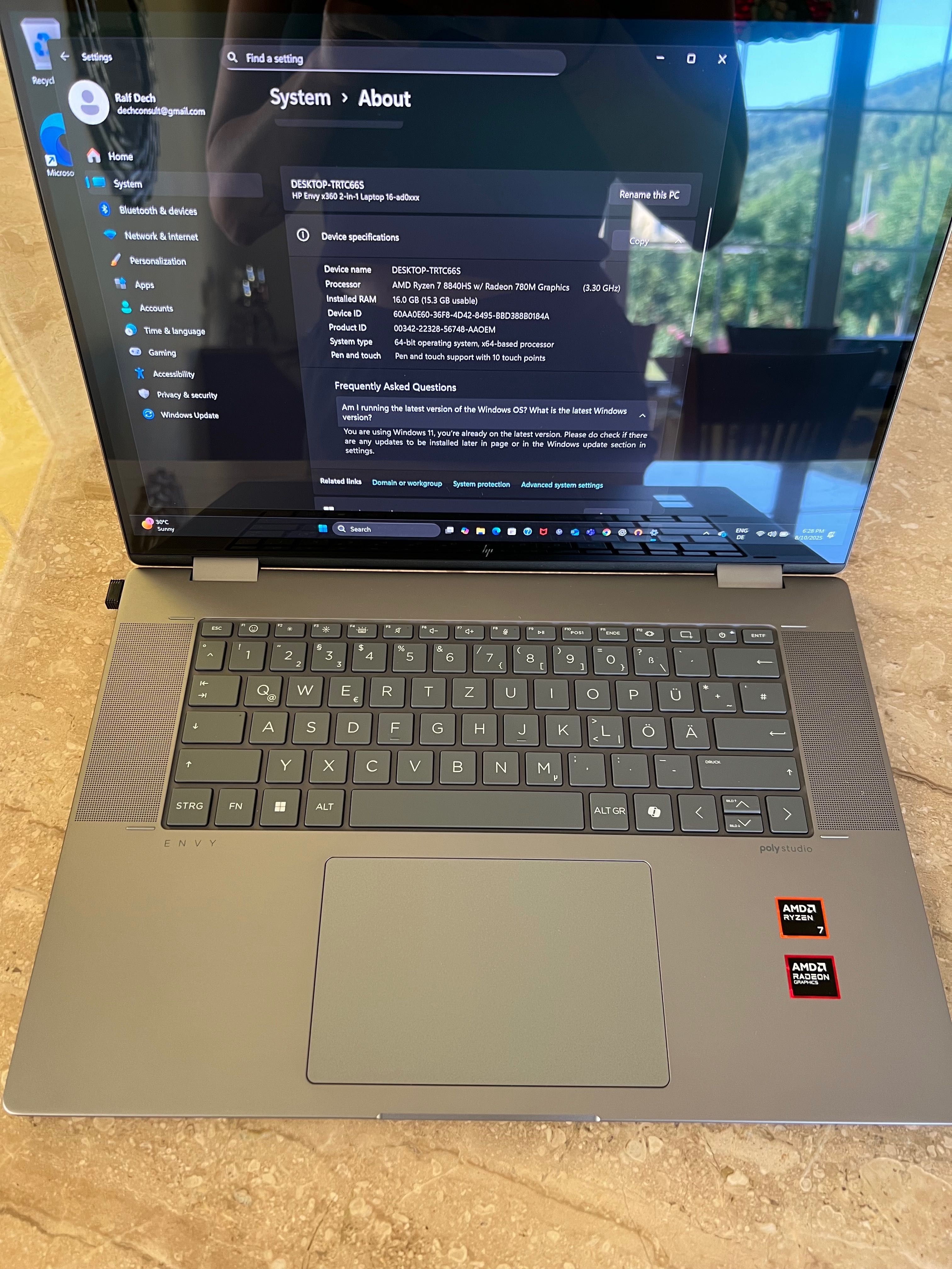 Лаптоп HP Envy x360, 16" Hybrid (2-in-1) Touch-Screen, нов, в гаранция