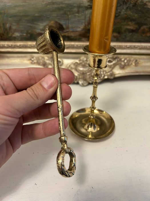 No531 Sfesnic bronz si stins lumanarea masiv 2 obiecte 184g 13-15 cm