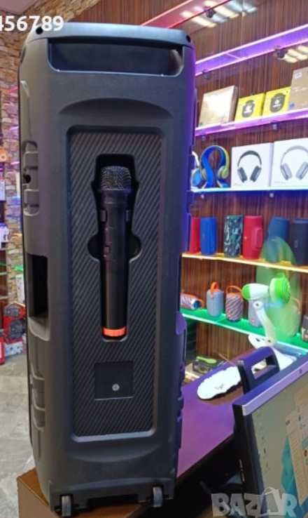 Нова Cobra ZQS8210 2х8 40W ПРЕНОСИМА КАРАОКЕ КОЛОНА цветомузика двоен