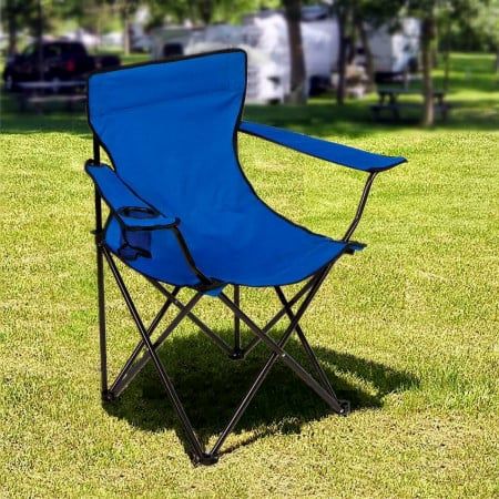 Scaun de camping pliabil cu suport de bautura, otel aliat/textil