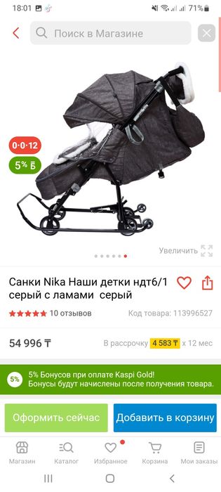 Коляска зимний цвет серый