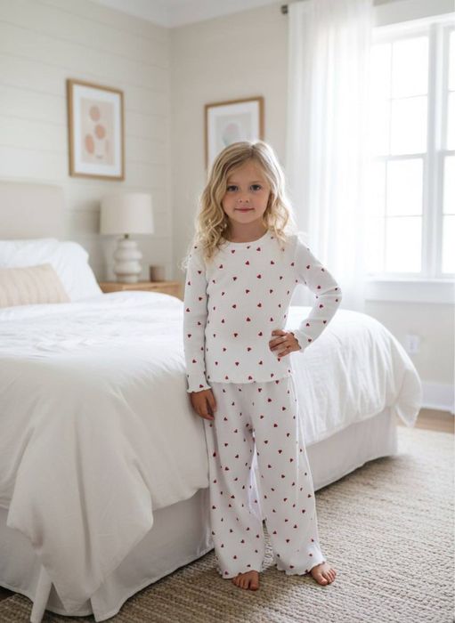 Десткая пижама с сердечками для девочек 100% хлопок