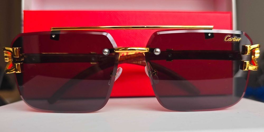 Ochelari de soare rimless Cartier Leopard Black