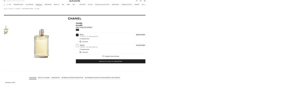 CHANEL ALLURE Eau de toilette 100ML sigilat! reducere 40%