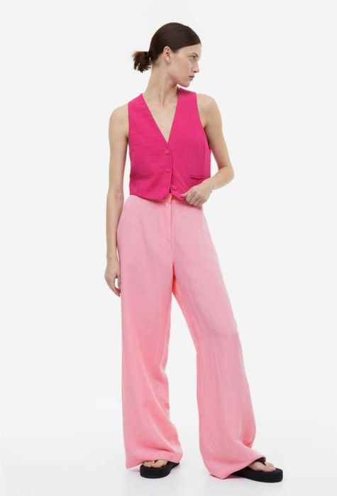 Ленени панталони H&M, бял, светло зелен-каки, розов, бежов, нови