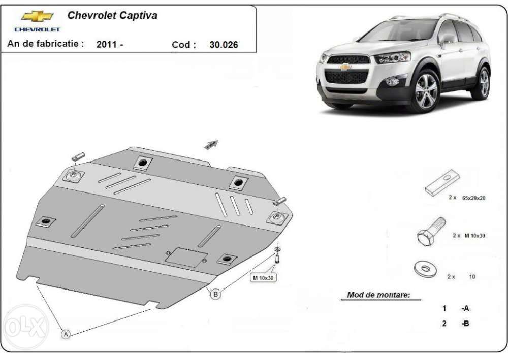 Scut metalic pentru motor Chevrolet Captiva 2006-2010 - otel 2,5mm