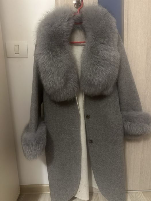 Palton alpaca cu blana naturala vulpe