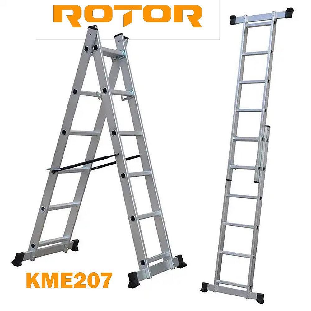 Единична телескопична стълба алуминиева ROTOR KME1038C, 3.8 m