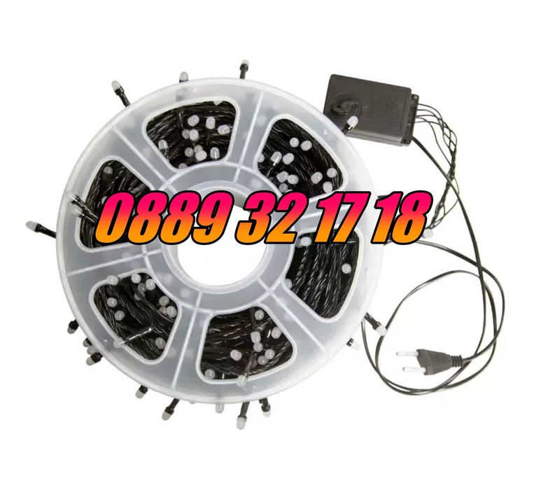 Коледни лампички 100 метра на макара, многоцветни, водоустойчиви