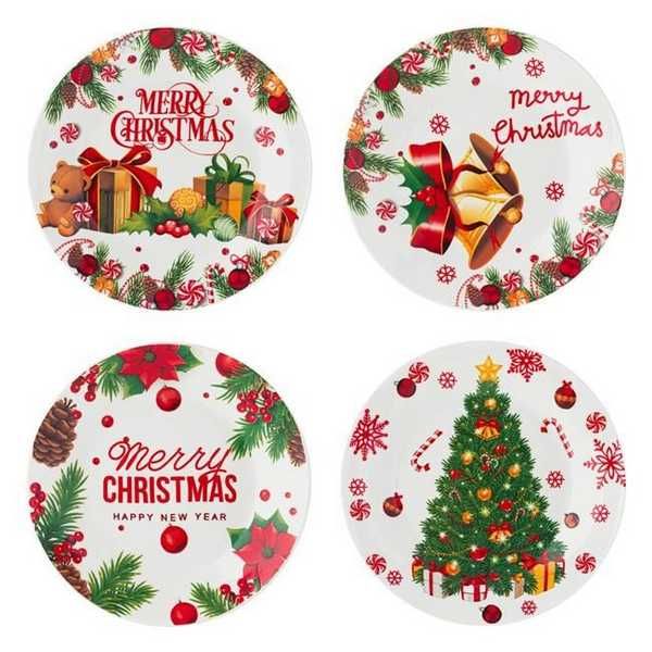 Комплект коледни чинии Mercado Trade, 4бр., Весела Коледа