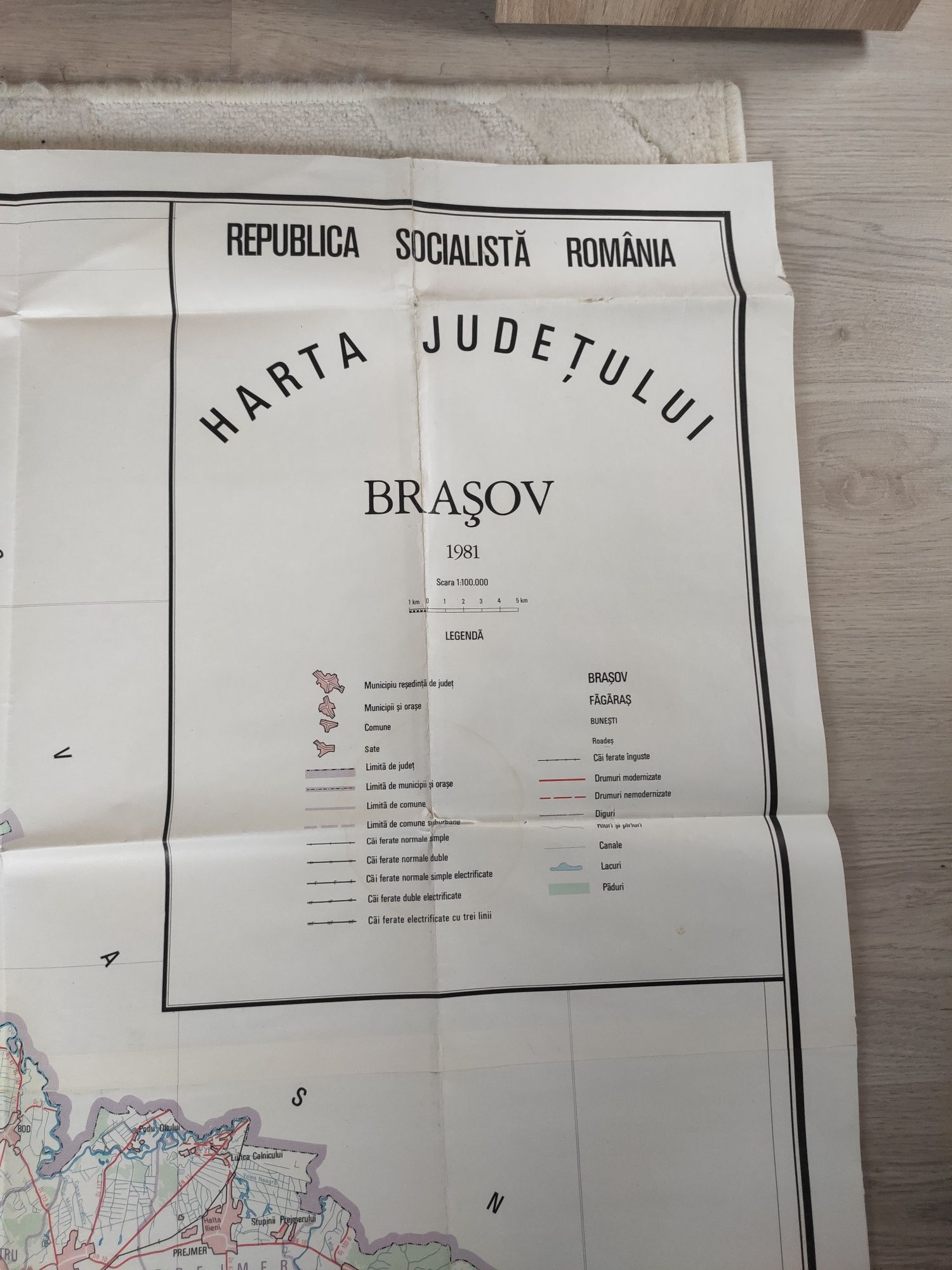 Harta veche judetul Brașov comunista 1981