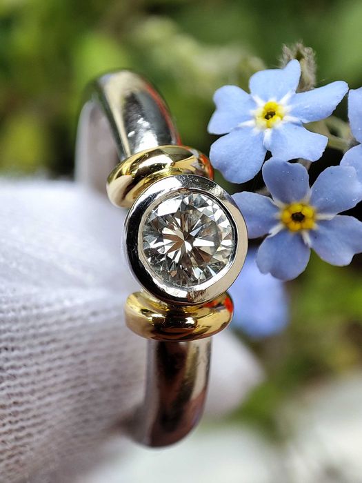 Inel Aur 18K Platina Pt950 Cu Diamant Unicat