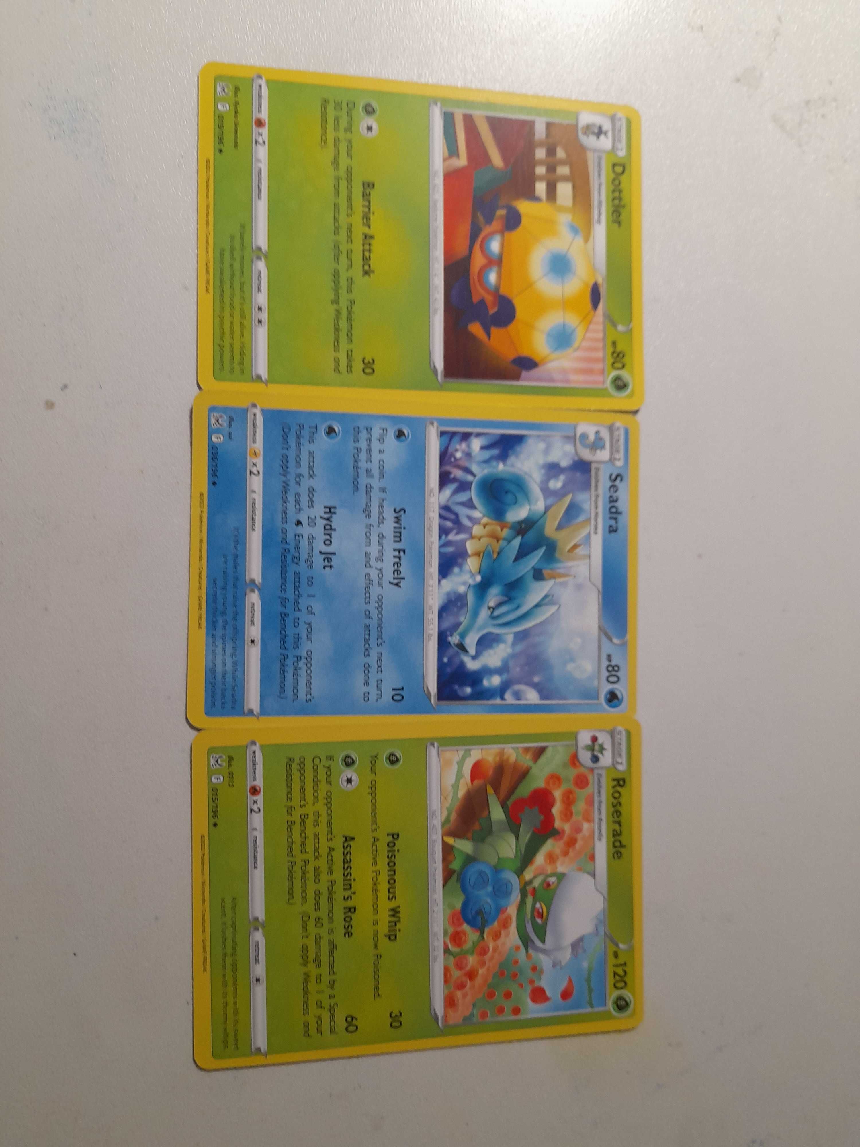 Pokemon cards dottler seadra roserade