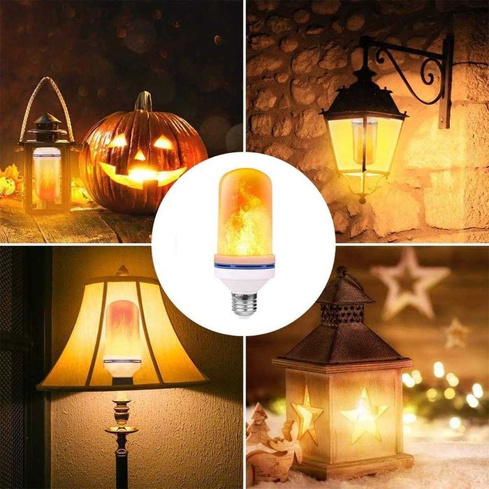 Bec LED decorativ E27 9W cu imitatie de flacara efect realist 250lm