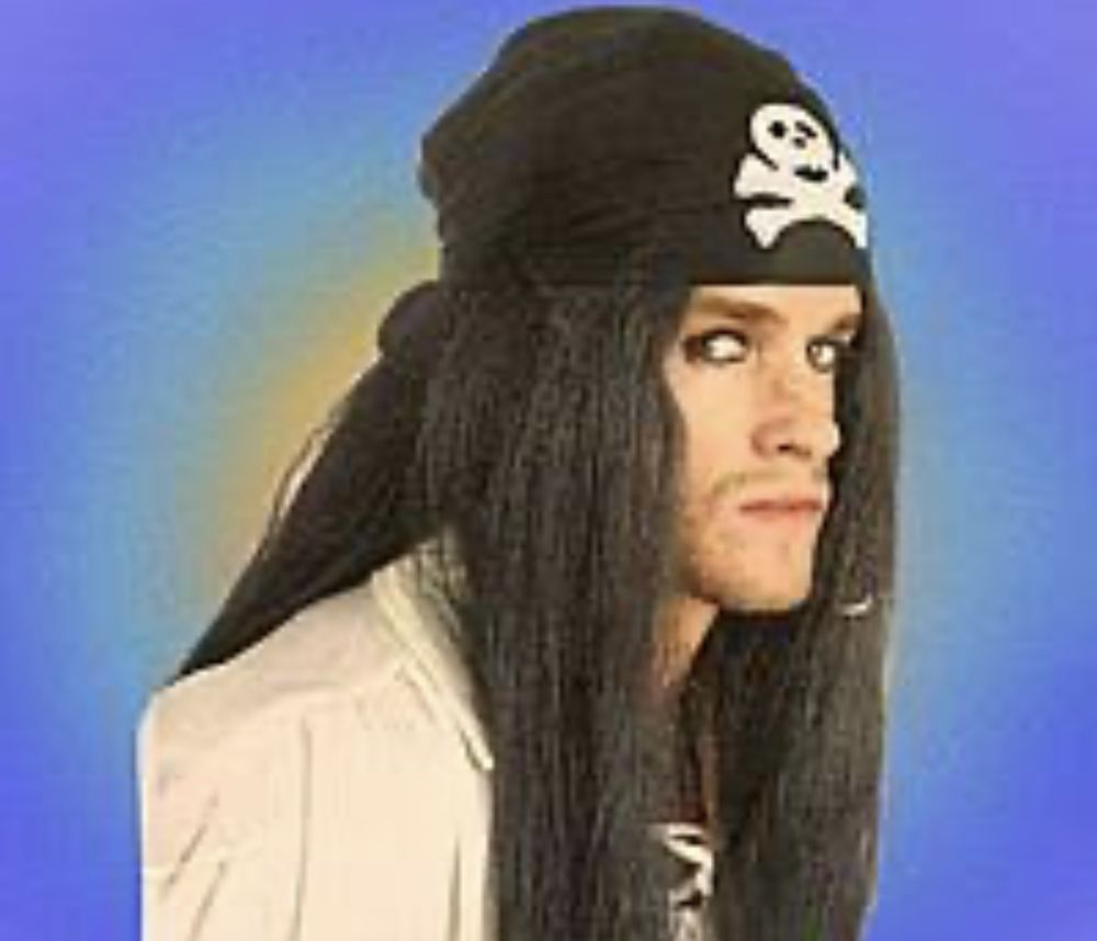 Черный парик пирата с банданой