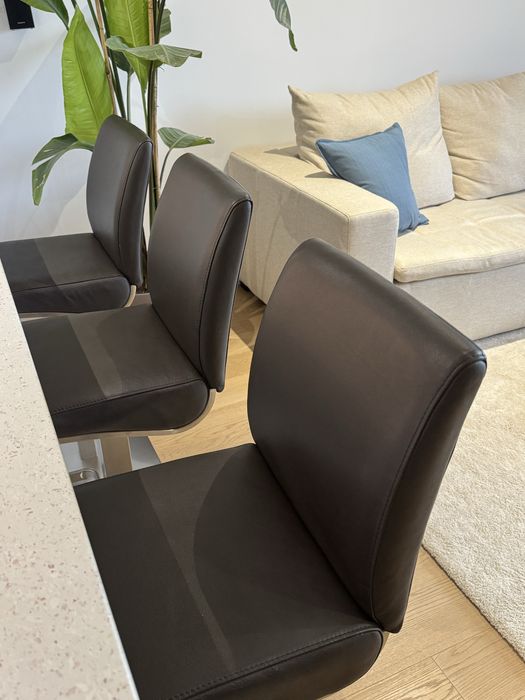 Scaune bar, piele naturala 4 bucati, stare foarte buna