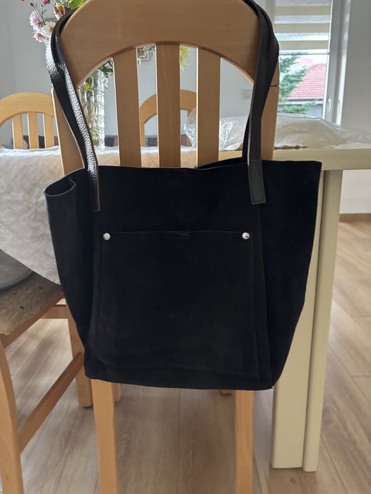 Чанта Massimo Dutti и велурена кожена чанта