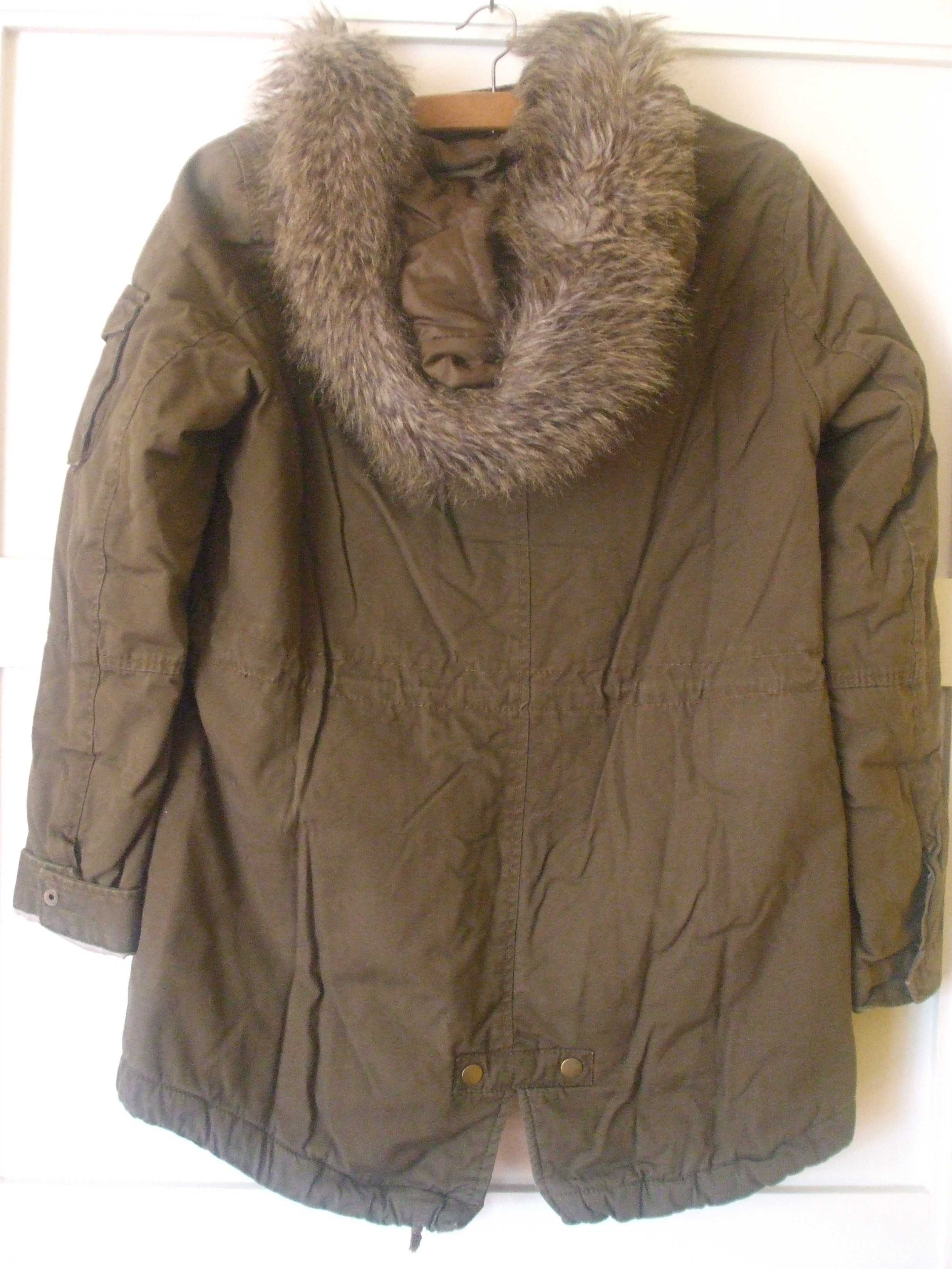 Geaca dama Parka captusita khaki 36 cu gluga