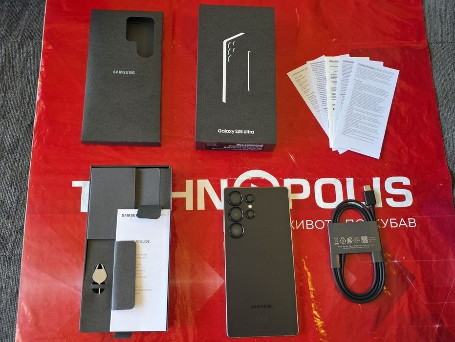 КАТО НОВ 512GB Samsung S25 Ultra Технополис Гаранция 2027 Black /Черен