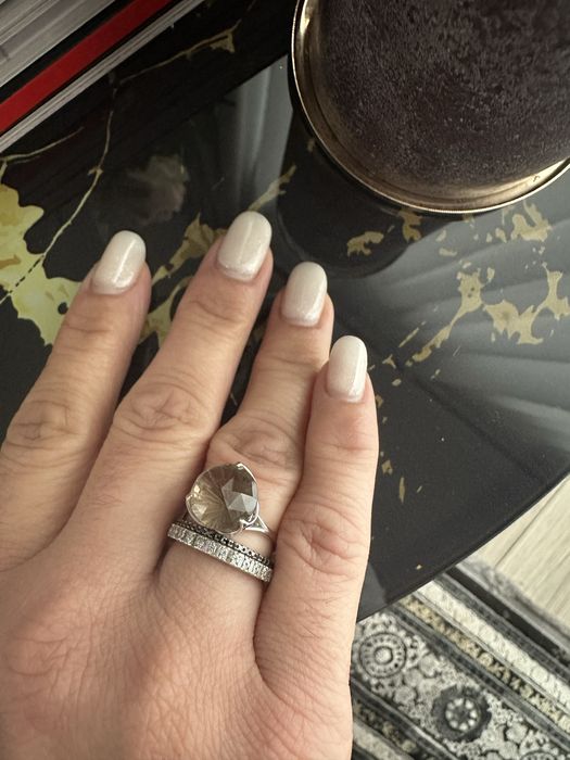 Inel aur alb  585 cu Cuarț Fumuriu 543CT,M 55/56
