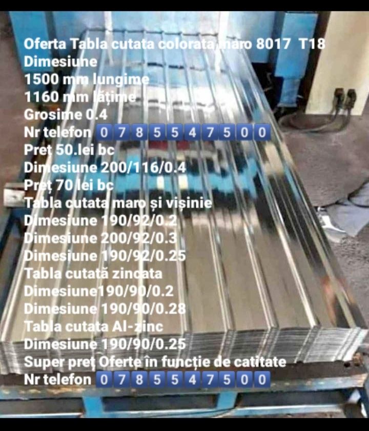 Tabla cutata colorata și zincata o gama larga de produse de CALITATE