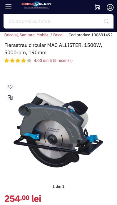 MDM vinde: Fierastrau Circular Mac Allister MSCS1500.
