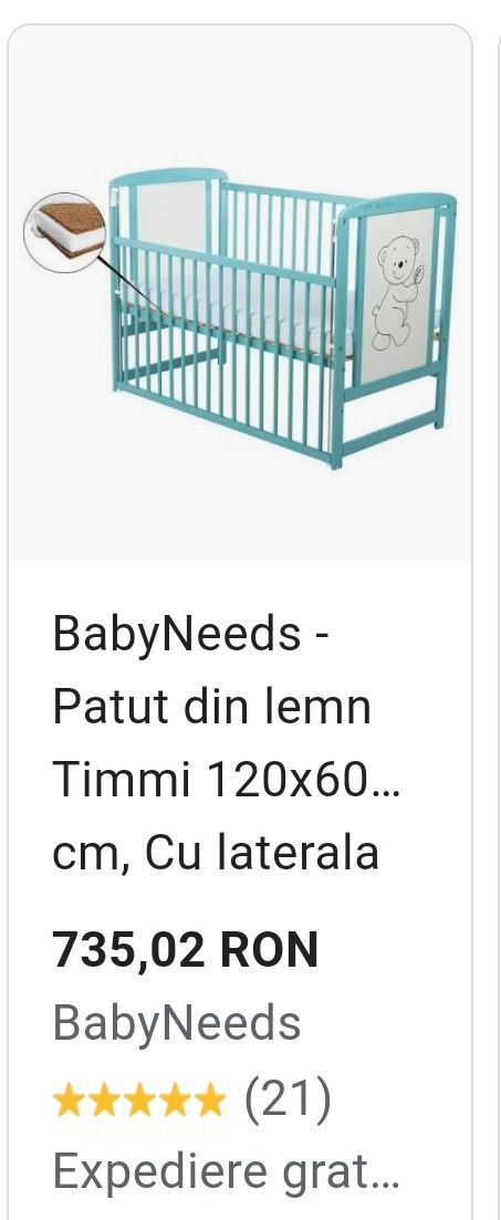 Pătut + saltea BabyNeeds, ca și noi