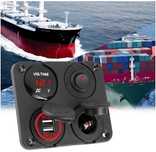 Панел за вграждане с 1 бутон ON/OFF, 2бр. USB, VOLT-метър и 12V изход