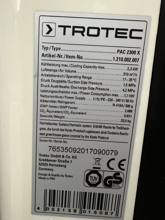 TROTEC - aer conditionat portabil