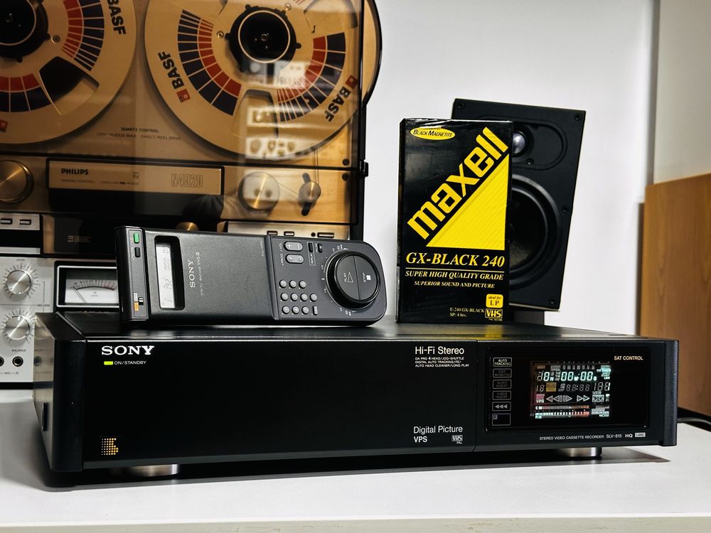 VHS/video recorder SONY SLV-815 HQ,RCA,laterale lemn,telecomanda,JAPAN