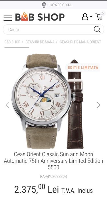 Ceas Orient Classic Soon and Moon Automatic 75th Anniversary LE 5500