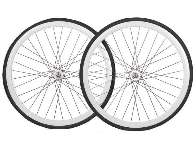 Pachet: Set roți Santafixie 30mm+ Anvelope + Pinioane - Alb