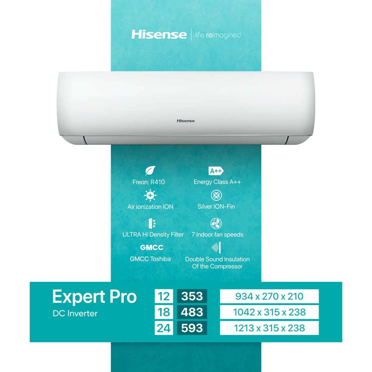 Скидка 30% Кондиционер Hisense 09"12"24"48"60 İNVERTER Гарантия 10 лет