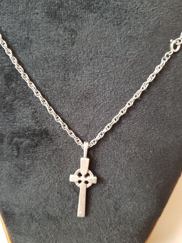 Lant vintage argint pandantiv crucea celtica obiect religios