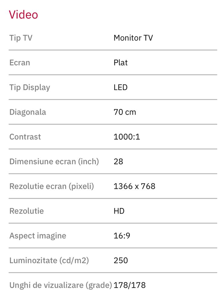 Televizor LED LG HD, 70 cm