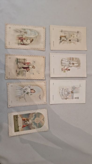 Set 7 cartonase religioase vechi Prima Impartasanie anii 1950