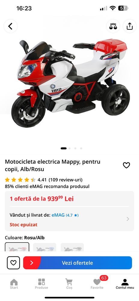 Motocicleta Mappy electrica copii