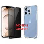 Set Folie Sticla Privacy + Husa AntiSoc iPhone 12 13 14 15 16 Pro Max
