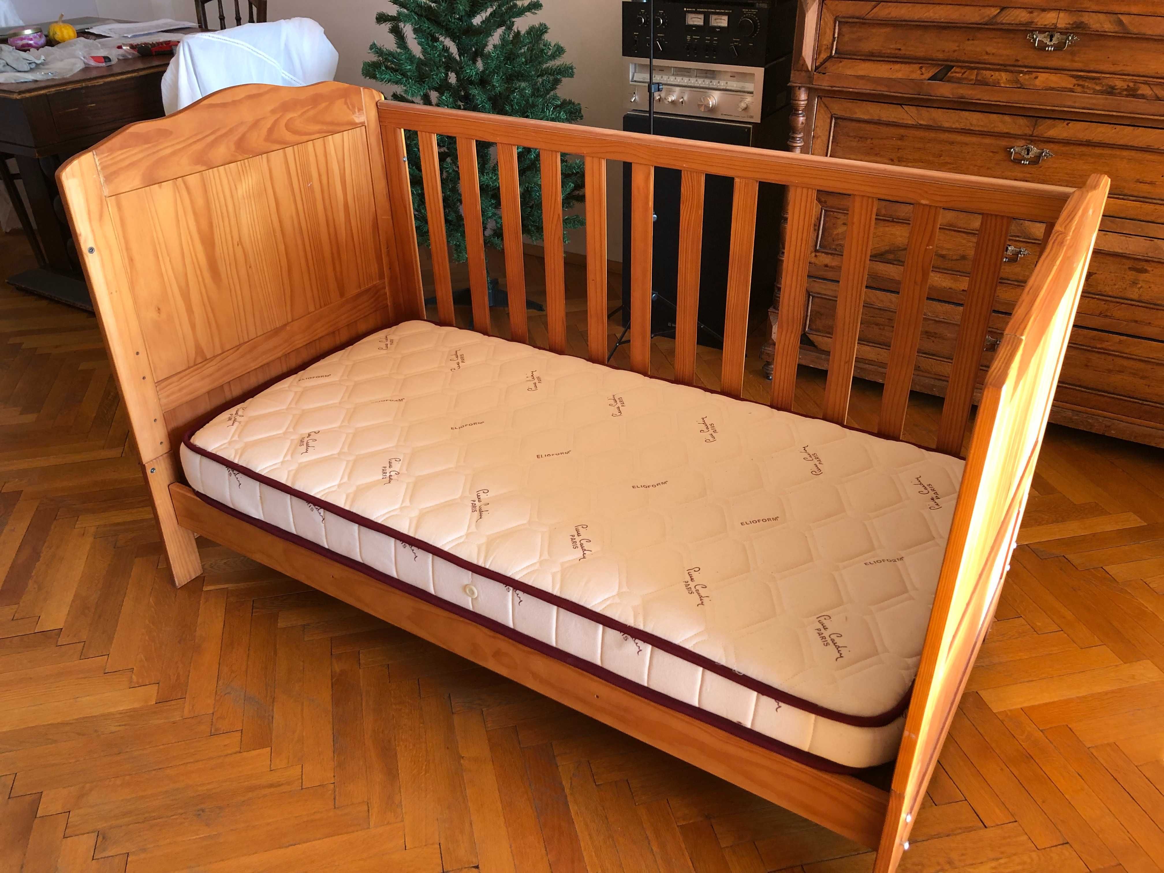 Детско бебешко дървено легло с три нива 140/70
