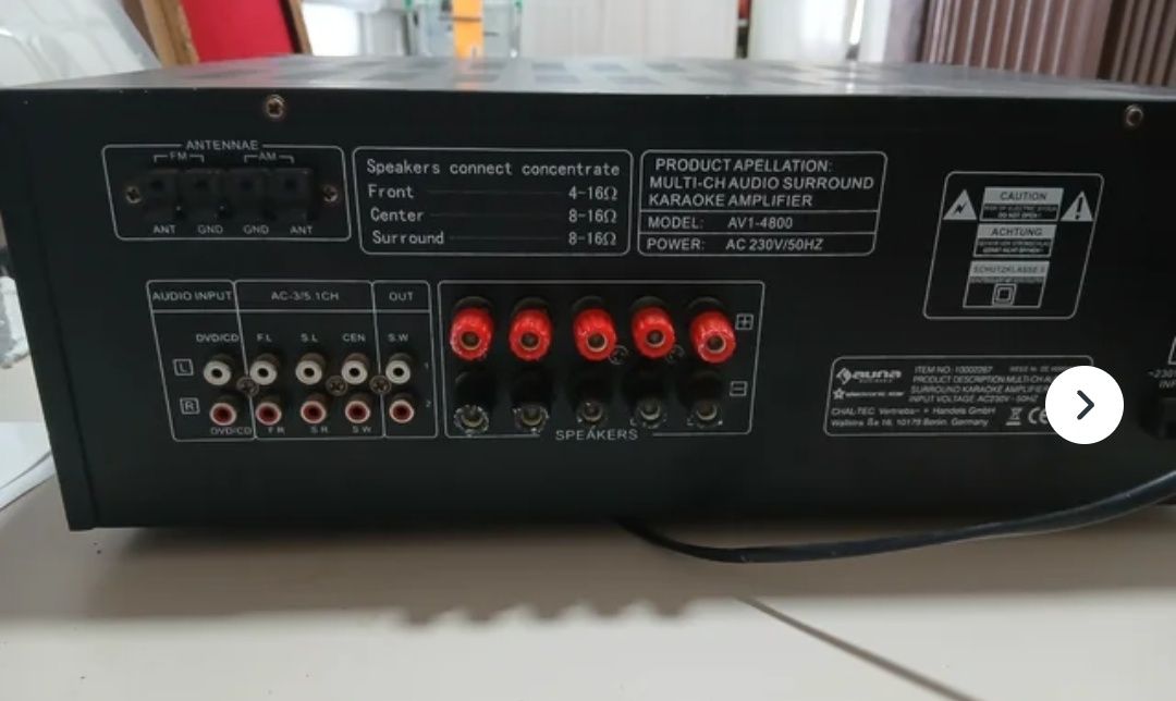 Auna AMP și amplificator karaoke AV1-4800 -B cu radio telecomandă