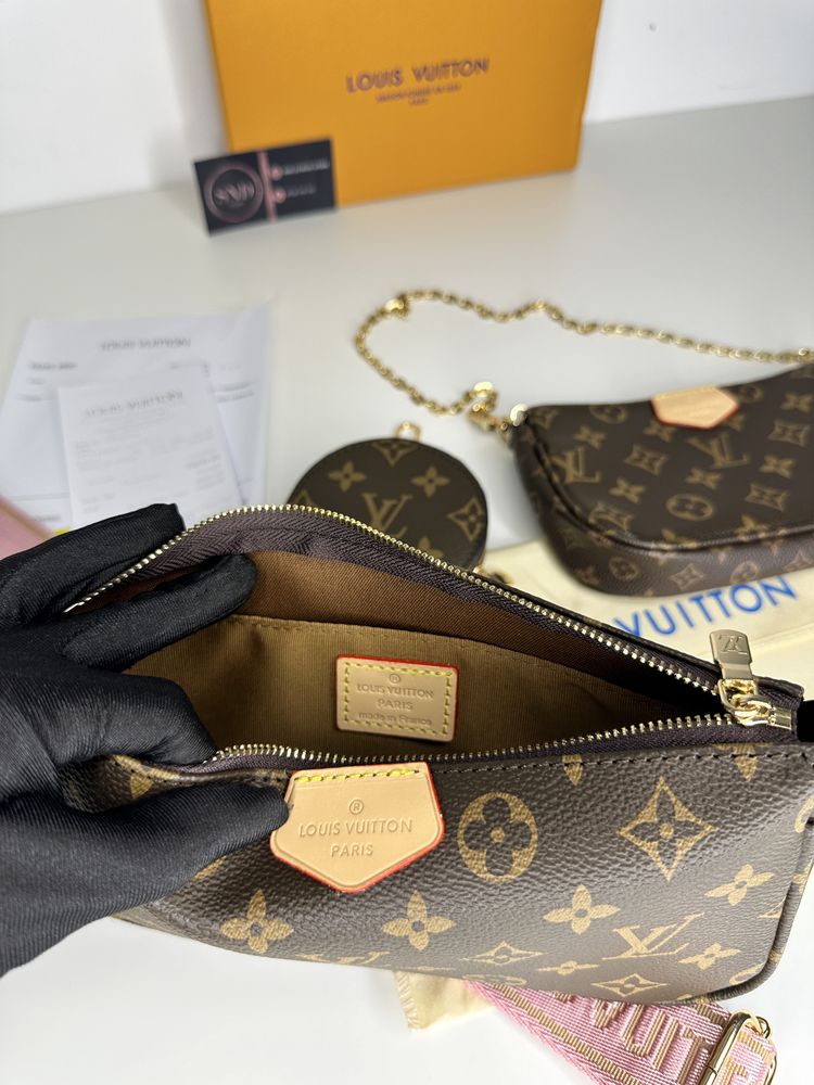 Geanta Louis Vuitton multi pochette 3 piese+cutie piele canvas 100%